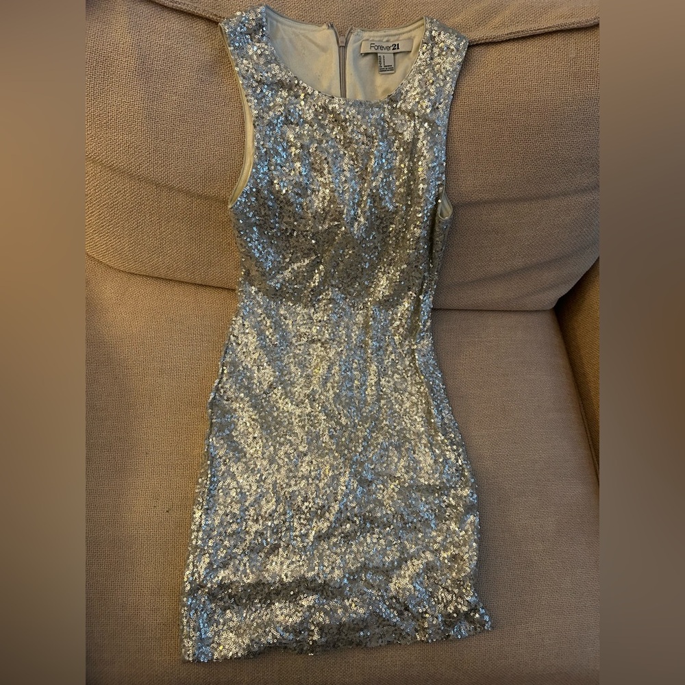 Forever 21 Sparkling Silver Sequin Mini Dress